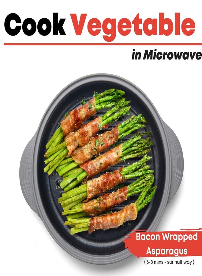 MACONEE Microwave Grill Pan | Microwave Griller, Griddle & Crisper Pan with Lid for Grilling, Browning, and Crisping Foods Microwave Cookware for Grill Meat, Sandwich & Vegetable inside a Microwave - Image 5